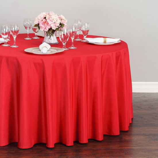 132 in. Round Polyester Tablecloth Red