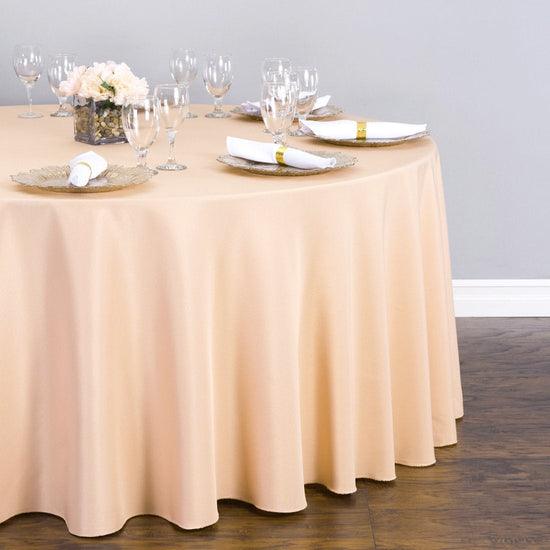 120 in. Round Polyester Tablecloth Peach