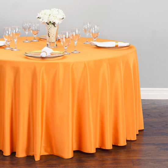 132 in. Round Polyester Tablecloth Orange