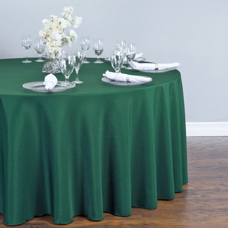 108 in. Round Polyester Tablecloth Hunter Green