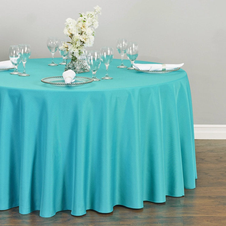 108 in. Round Polyester Tablecloth Turquoise