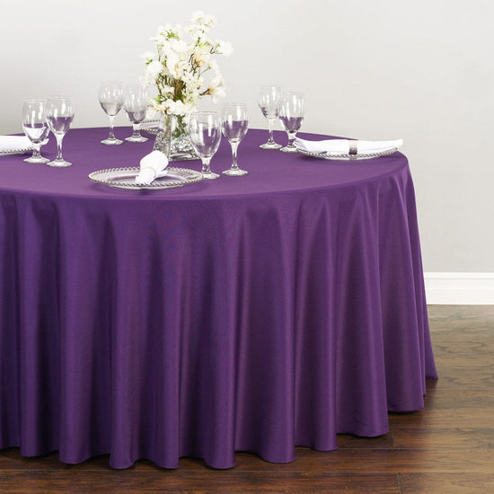 132 in. Round Polyester Tablecloth Purple