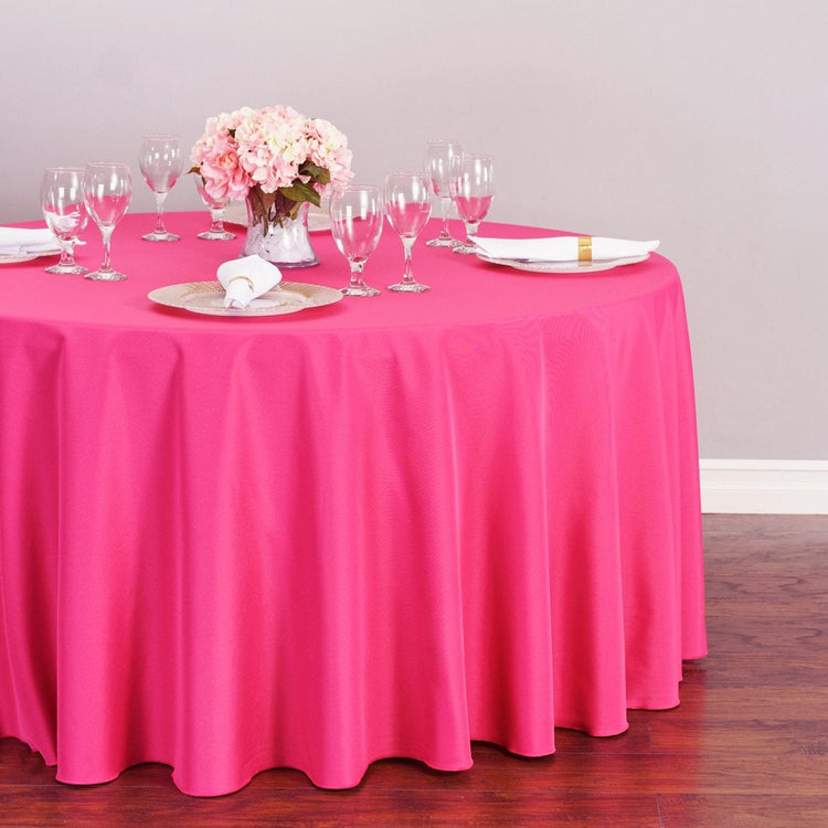 120 in. Round Polyester Tablecloth Fuchsia
