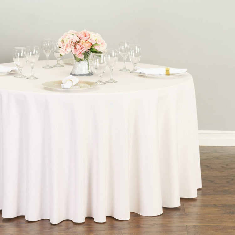 108 in. Round Polyester Tablecloth Light Pink