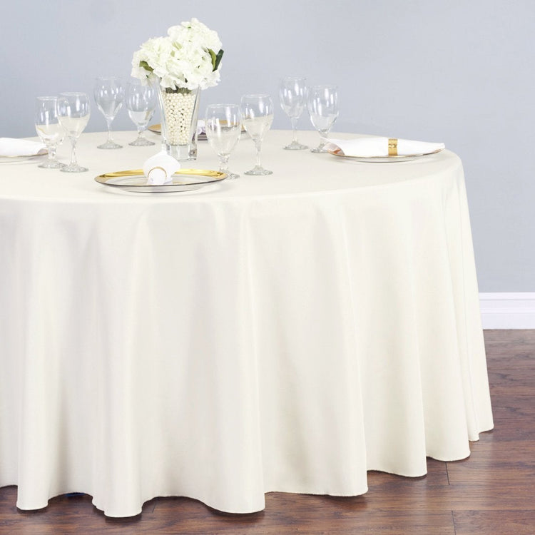 120 in. Round Polyester Tablecloth Ivory