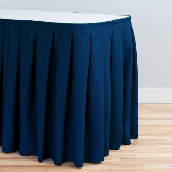 14 ft. Accordion Pleat Polyester Table Skirt Navy Blue