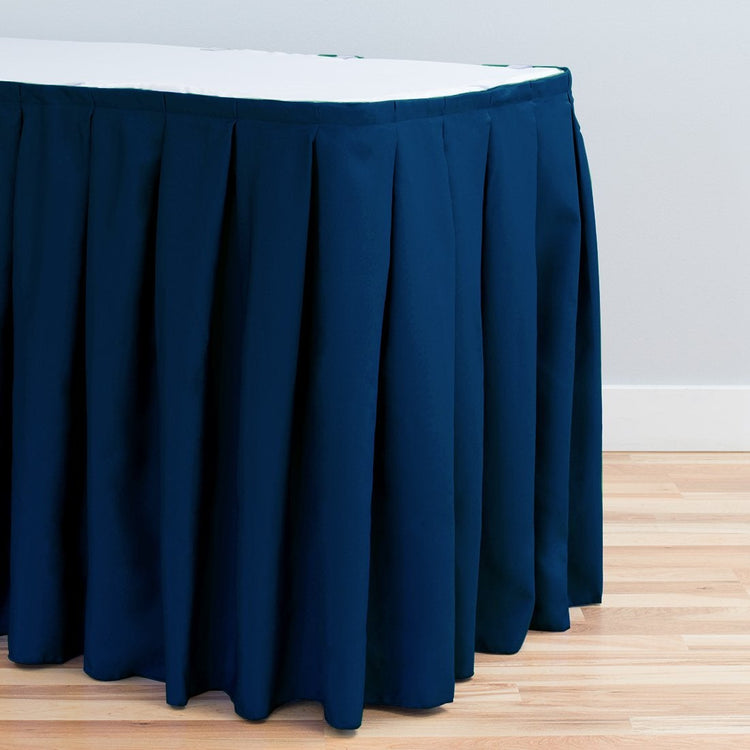 17 ft. Accordion Pleat Polyester Table Skirt Navy Blue