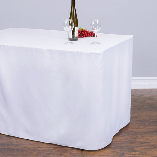 8 ft. Fitted Polyester Tablecloth White