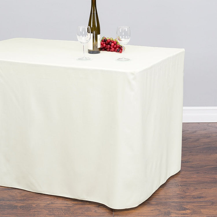 4 ft. Fitted Polyester Tablecloth Ivory