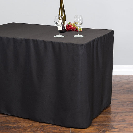 6 ft. Fitted Polyester Tablecloth Black