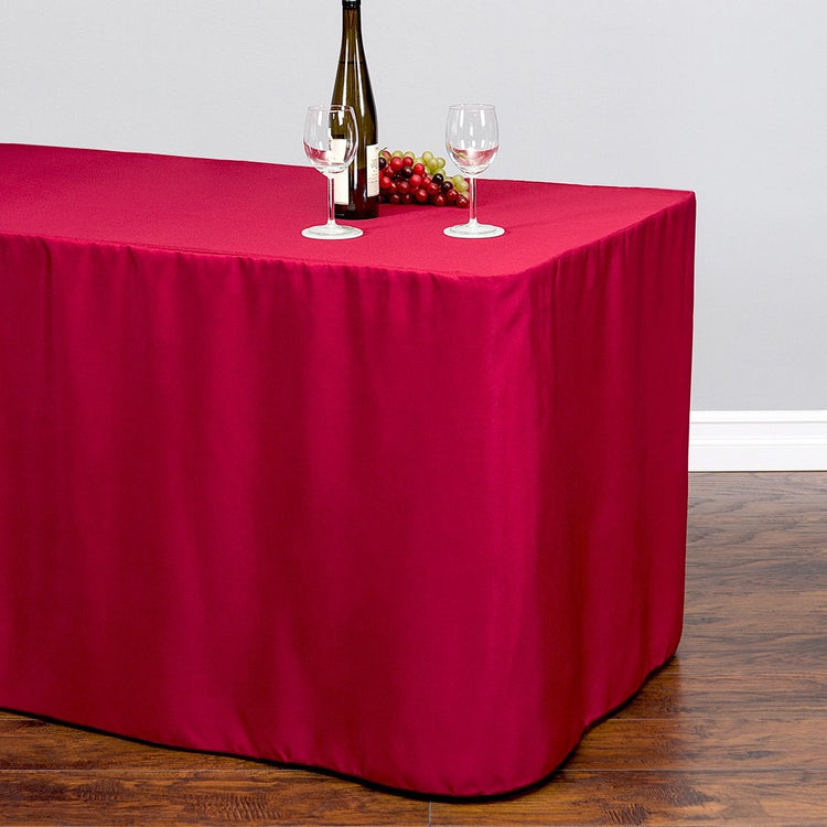 4 ft. Fitted Polyester Tablecloth Red