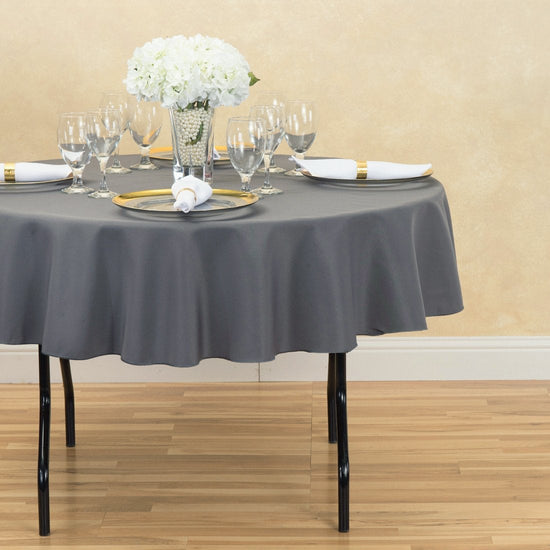 70 in. Round Polyester Tablecloth Charcoal