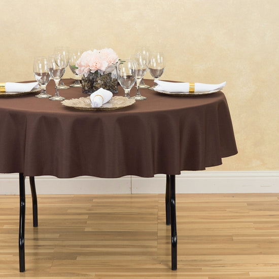 70 in. Round Polyester Tablecloth Chocolate