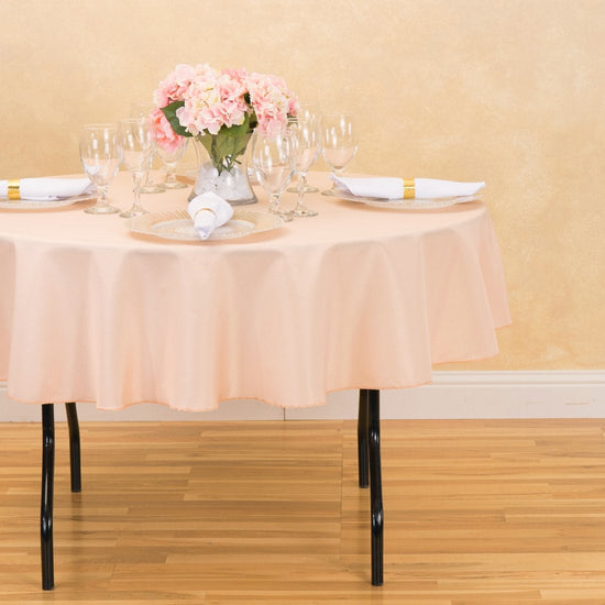 70 in. Round Polyester Tablecloth Peach