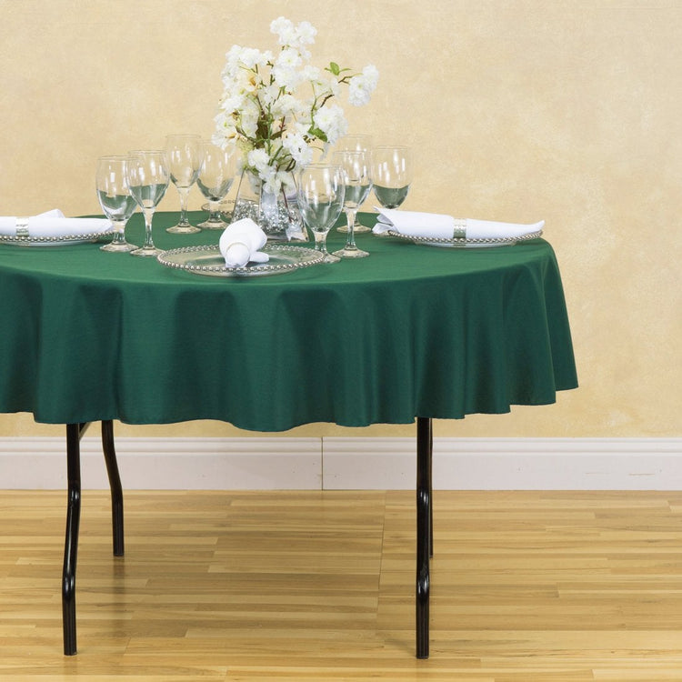 70 in. Round Polyester Tablecloth Hunter Green