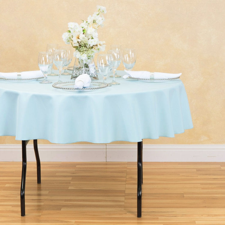 70 in. Round Polyester Tablecloth Baby Blue