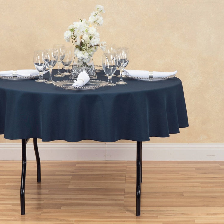 70 in. Round Polyester Tablecloth Navy Blue