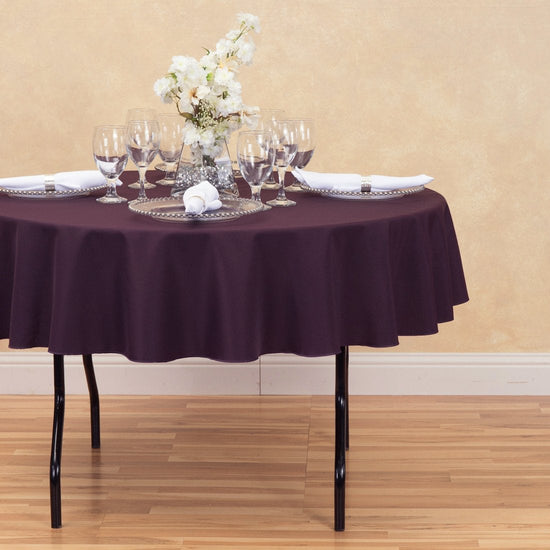 70 in. Round Polyester Tablecloth Eggplant