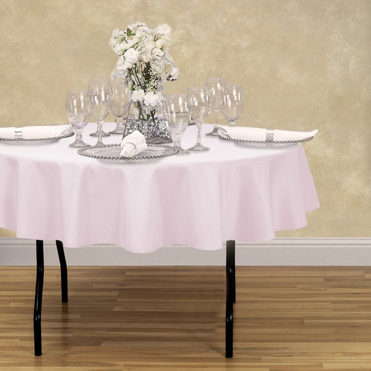 70 in. Round Polyester Tablecloth Light Pink