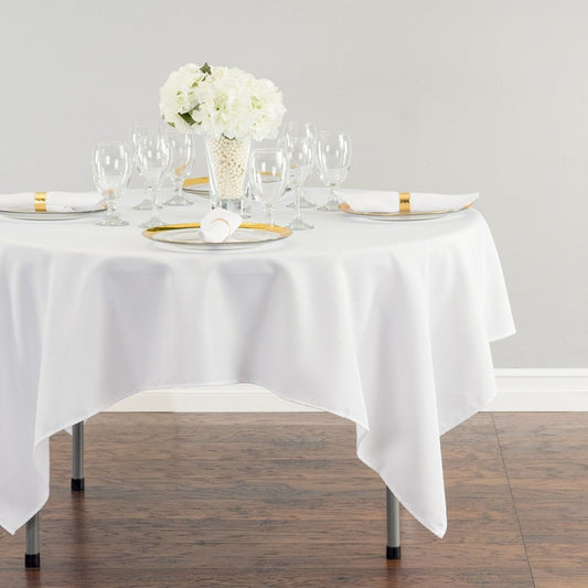 70 in. Square Polyester Tablecloth White