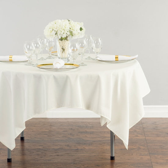 70 in. Square Polyester Tablecloth Ivory