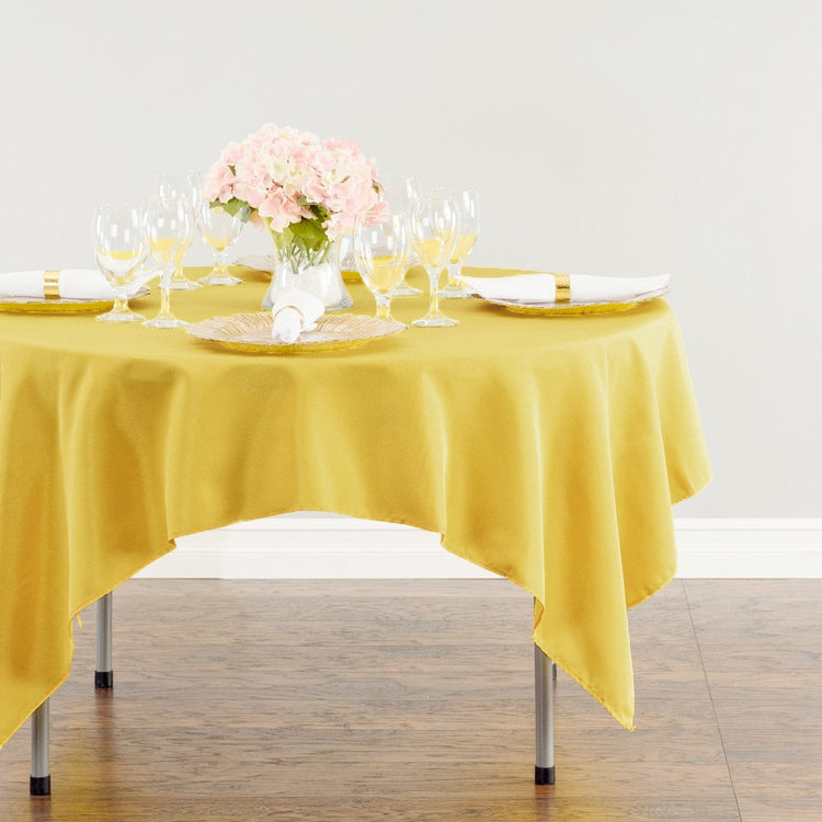 70 in. Square Polyester Tablecloth Gold