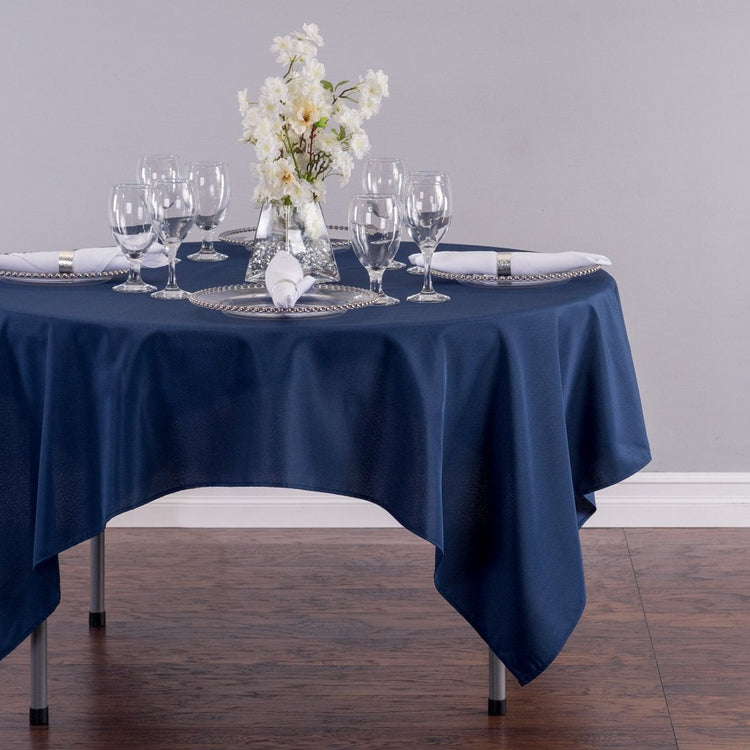 70 in. Square Polyester Tablecloth Navy Blue