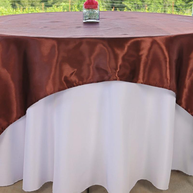 72 in. Square Satin Overlay Chocolate