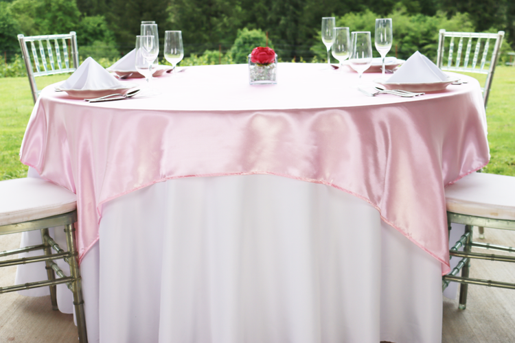 72 in. Square Satin Overlay Pink