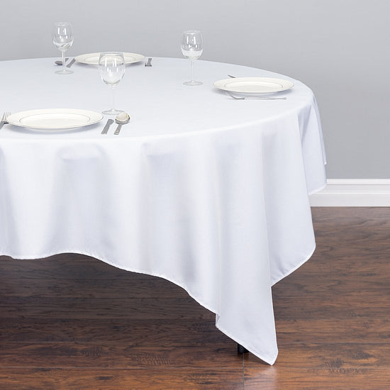 85 in. Square Polyester Tablecloth White