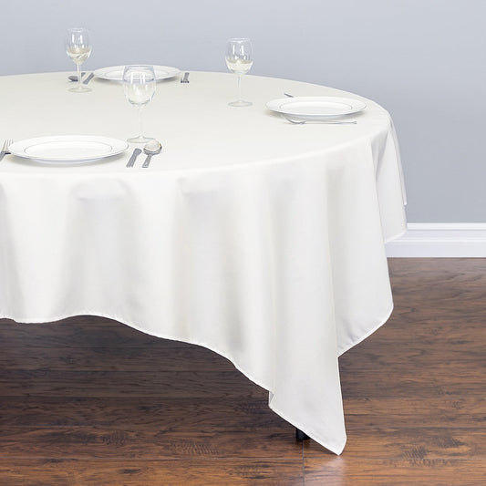 85 in. Square Polyester Tablecloth Ivory