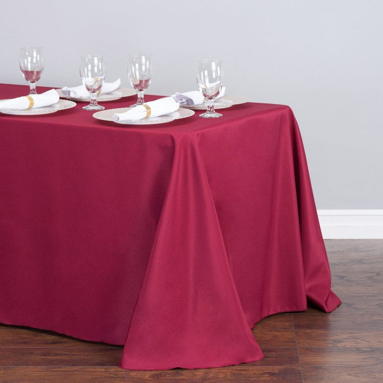 90 x 132 in. Rectangular Polyester Tablecloth Burgundy