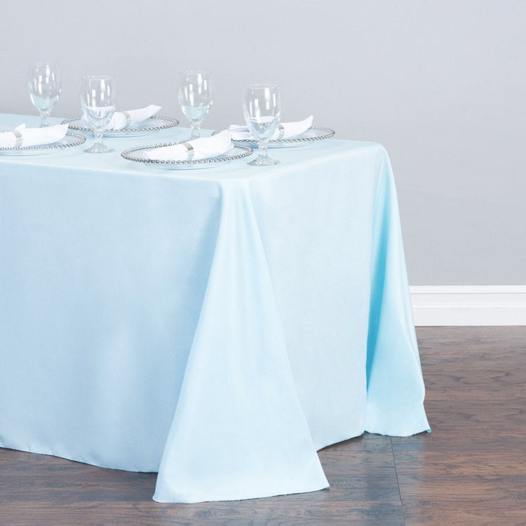 90 x 132 in. Rectangular Polyester Tablecloth Baby Blue