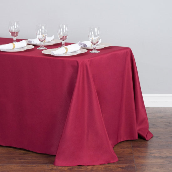 90 x 156 in. Rectangular Polyester Tablecloth Burgundy
